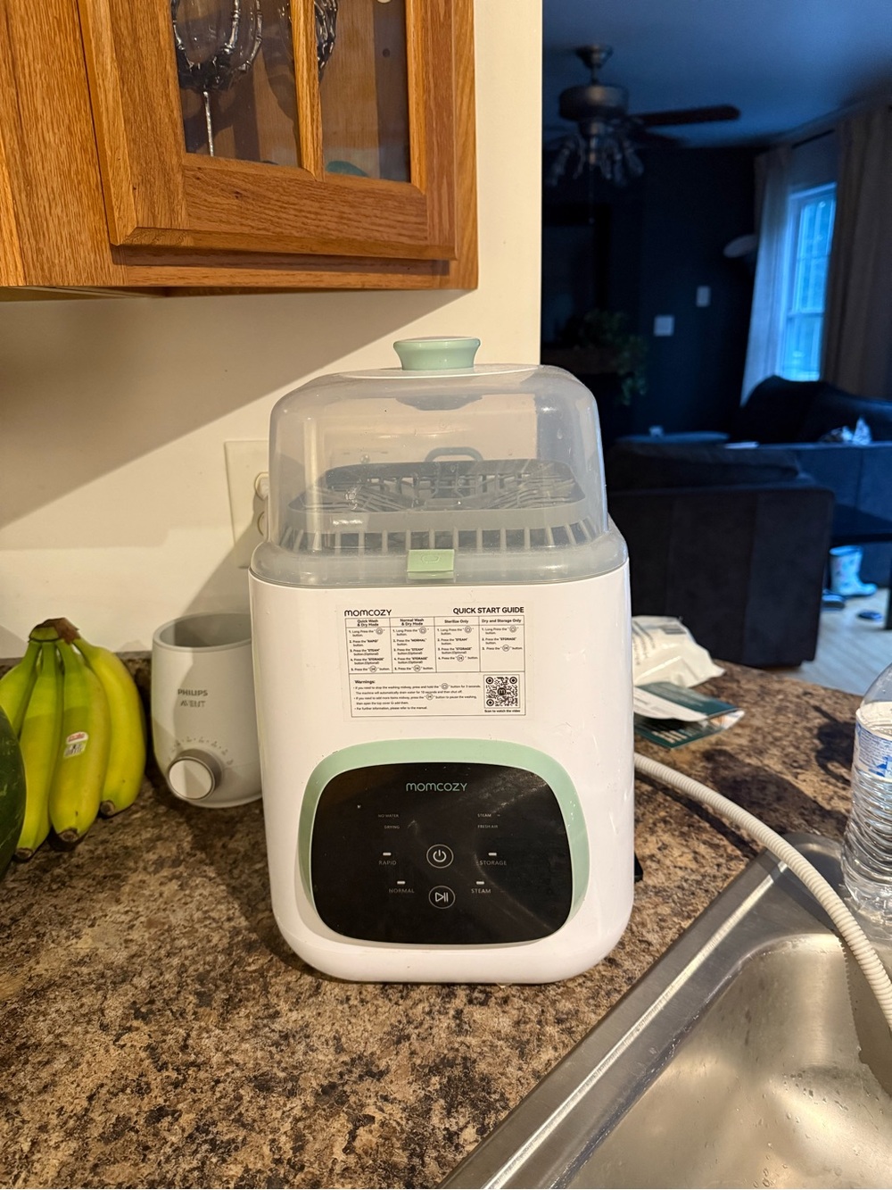 Momcozy Electric Baby Bottle Sterilizer & Dryer - White with Mint Accent